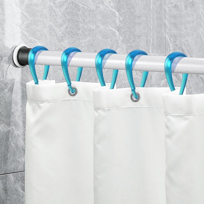 Topspring Aqua Blue Plastic Shower Curtain Hooks Rings - 12 Pcs Drop Shaped Shower Hooks for Curtain Bathroom Shower Rod - Image 5
