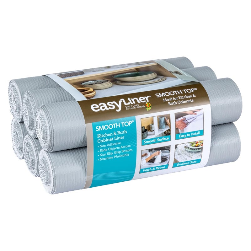 Duck Duck Brand Smooth Top EasyLiner for Cabinets  Drawers  Easy to Install  Cut to Fit  Shelf Paper  Drawer Liner NonAdhesive  Non Slip Shelf Liner  20 Inch Width  36 Total Feet  Grey 