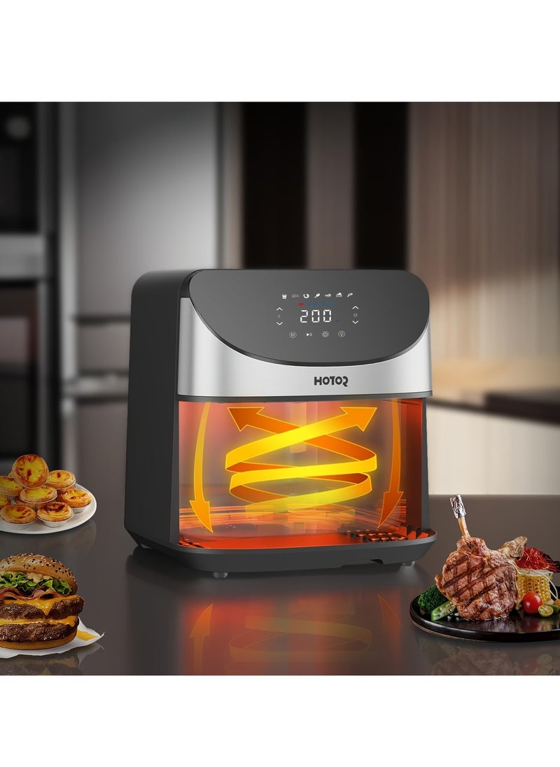 HOTOR - Smart Air Fryer 8L Stainless Steel Non Stick Air Fryers with Clear Window and Internal Light Digital Hot Air Circulation Frying Grilling Fryer for Home Kitchen Restaurant - Image 1