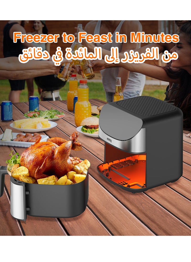 HOTOR - Smart Air Fryer 8L Stainless Steel Non Stick Air Fryers with Clear Window and Internal Light Digital Hot Air Circulation Frying Grilling Fryer for Home Kitchen Restaurant - Image 1