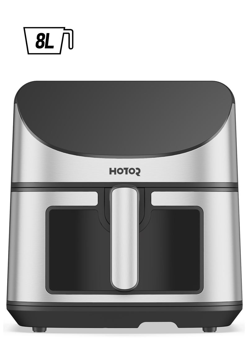 HOTOR - Smart Air Fryer 8L Stainless Steel Non Stick Air Fryers with Clear Window and Internal Light Digital Hot Air Circulation Frying Grilling Fryer for Home Kitchen Restaurant - Image 1