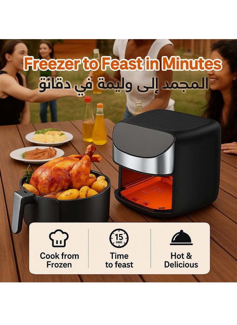 Smart Air Fryer 8L Stainless Steel Non Stick Air Fryers with Clear Window and Internal Light Digital Hot Air Circulation Frying Grilling Fryer for Home Kitchen Restaurant