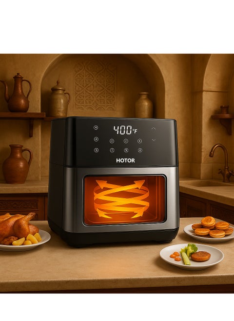 Smart Air Fryer 8L Stainless Steel Non Stick Air Fryers with Clear Window and Internal Light Digital Hot Air Circulation Frying Grilling Fryer for Home Kitchen Restaurant