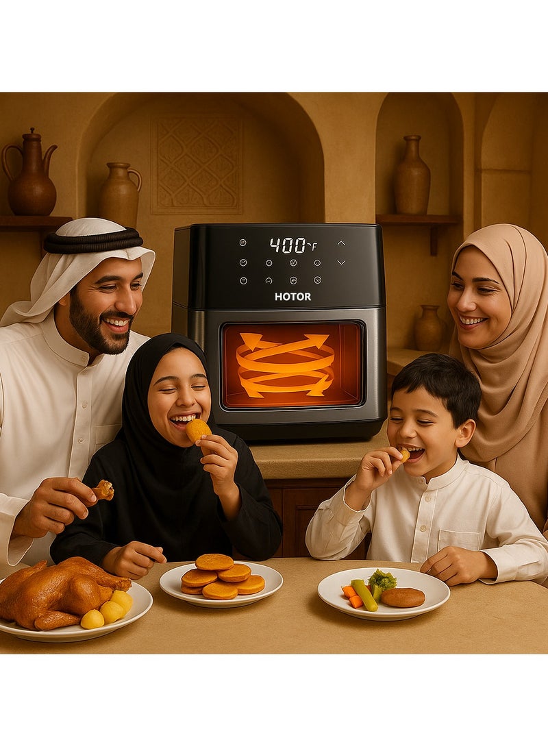 Smart Air Fryer 8L Stainless Steel Non Stick Air Fryers with Clear Window and Internal Light Digital Hot Air Circulation Frying Grilling Fryer for Home Kitchen Restaurant