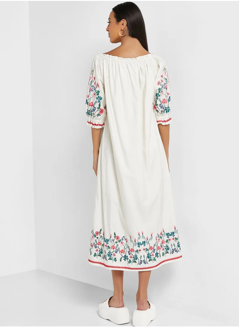 GANT Embroidered Floral Printed Dress