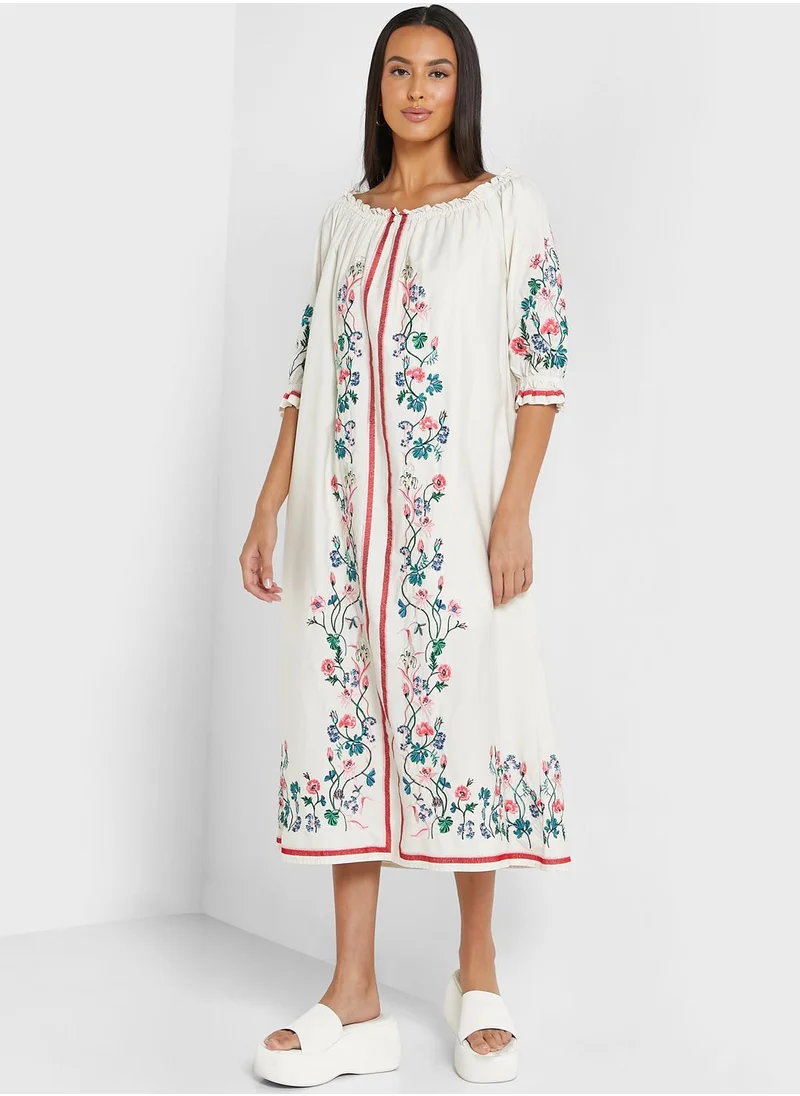 GANT Embroidered Floral Printed Dress