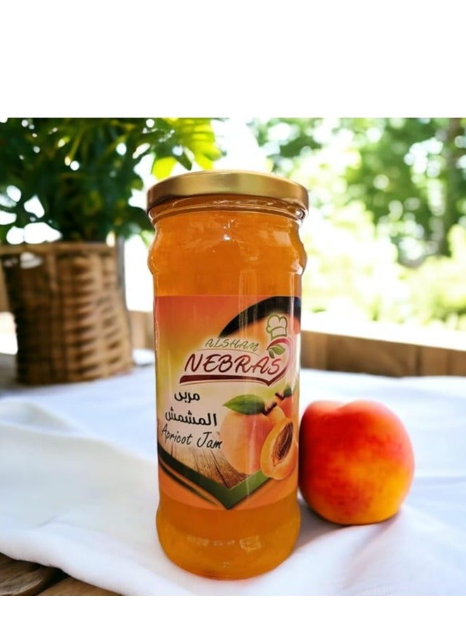 مربى المشمش الطبيعي من شركة نبراس بحبات المشمش الكاملة  450 جرام