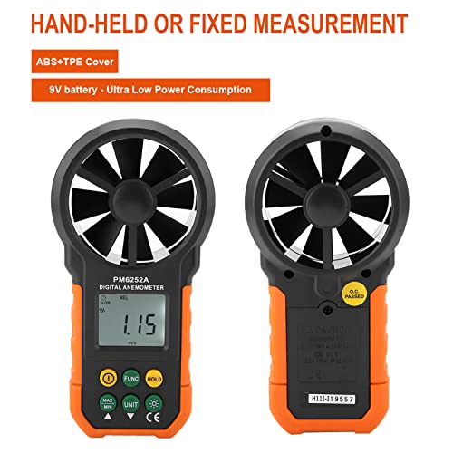 Semme PM6252A Digital Anemometer,Portable High Exactness Handheld Wind Speed Meter Air Volume Measuring Meter for Weather Data Collection and Windsurfing Kite Flying Sailing - Image 3