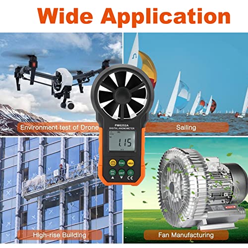 Semme PM6252A Digital Anemometer,Portable High Exactness Handheld Wind Speed Meter Air Volume Measuring Meter for Weather Data Collection and Windsurfing Kite Flying Sailing - Image 4