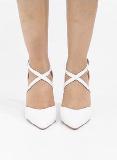 LAMARAPARIS Femi cross-belts open wais 8.5cm block heel white  - Image 3