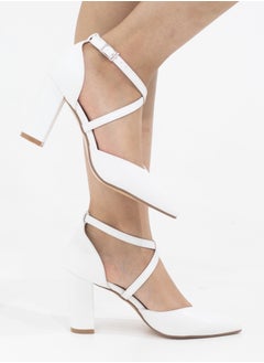 LAMARAPARIS Femi cross-belts open wais 8.5cm block heel white  - Image 2