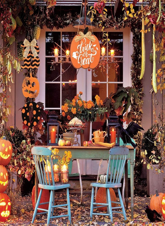Sophena 2 Pieces Halloween Decoration Boo Wood Door Wall Signs Trick or Treat, Pumpkin Sign for Home Halloween Party Front Door Outdoor Supply Decoration - Image 5