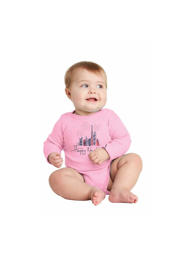 Happy New Year In Dubai Unisex Soft Cotton Baby Full Sleeve Onesie-Baby Bodysuit For New Year's Dubai-Baby's New Year's Outfit-Gift For Newborns And Toddlers  - Image 2