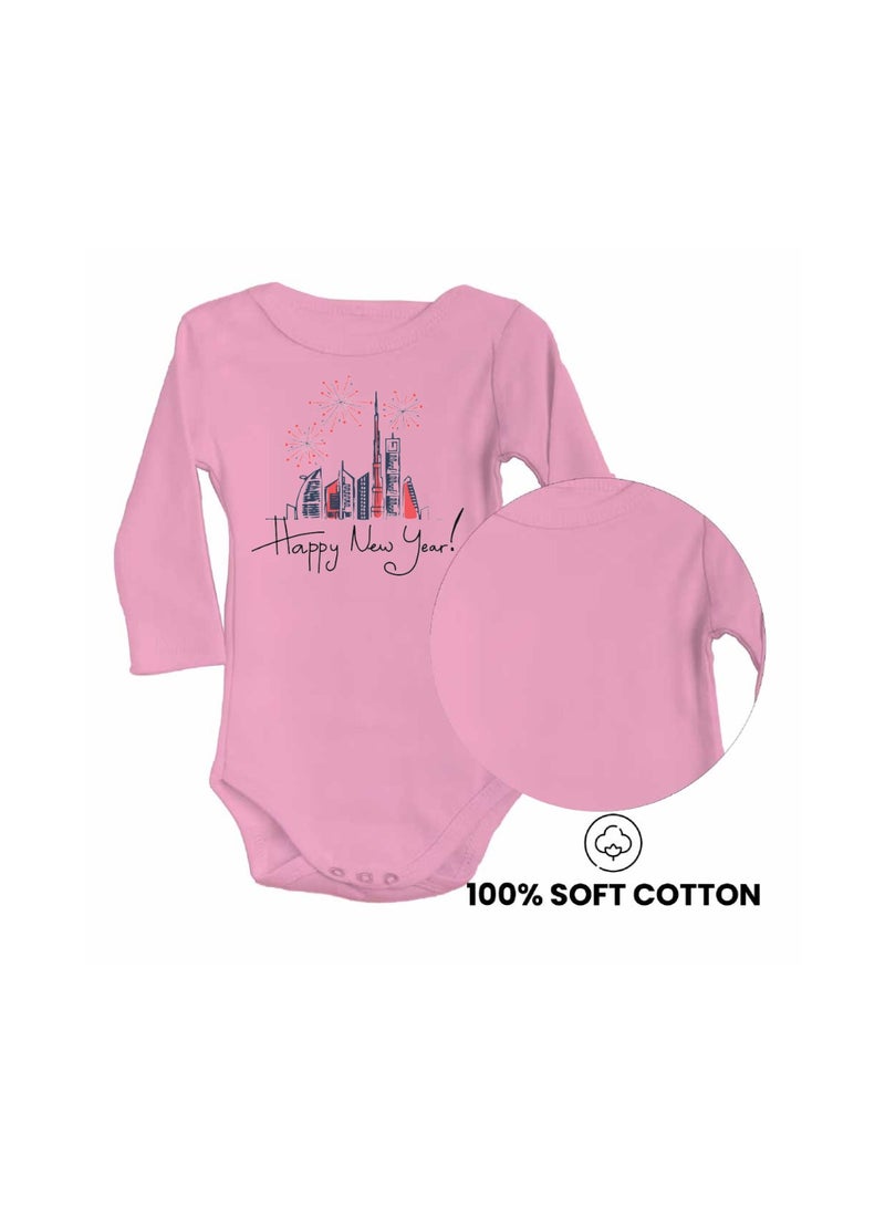 Happy New Year In Dubai Unisex Soft Cotton Baby Full Sleeve Onesie-Baby Bodysuit For New Year's Dubai-Baby's New Year's Outfit-Gift For Newborns And Toddlers  - Image 4