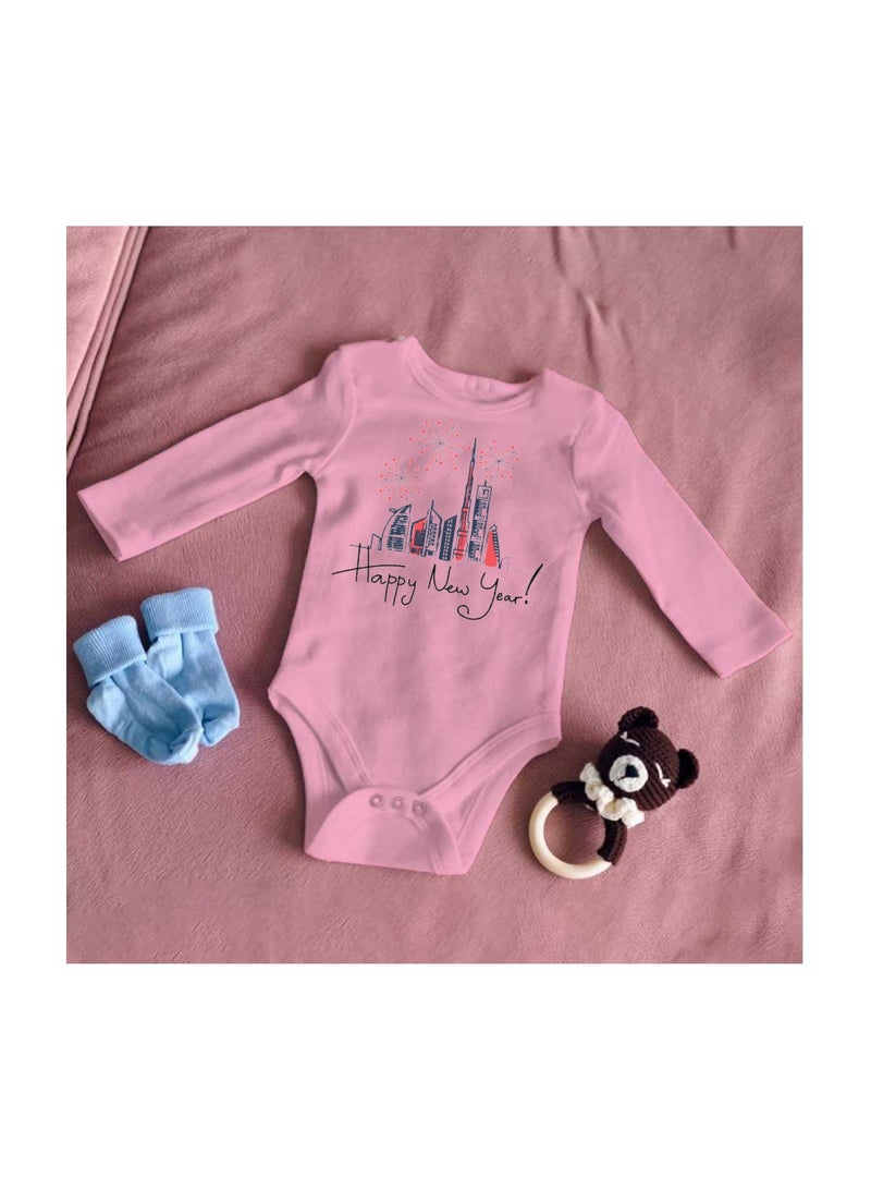 Happy New Year In Dubai Unisex Soft Cotton Baby Full Sleeve Onesie-Baby Bodysuit For New Year's Dubai-Baby's New Year's Outfit-Gift For Newborns And Toddlers  - Image 3