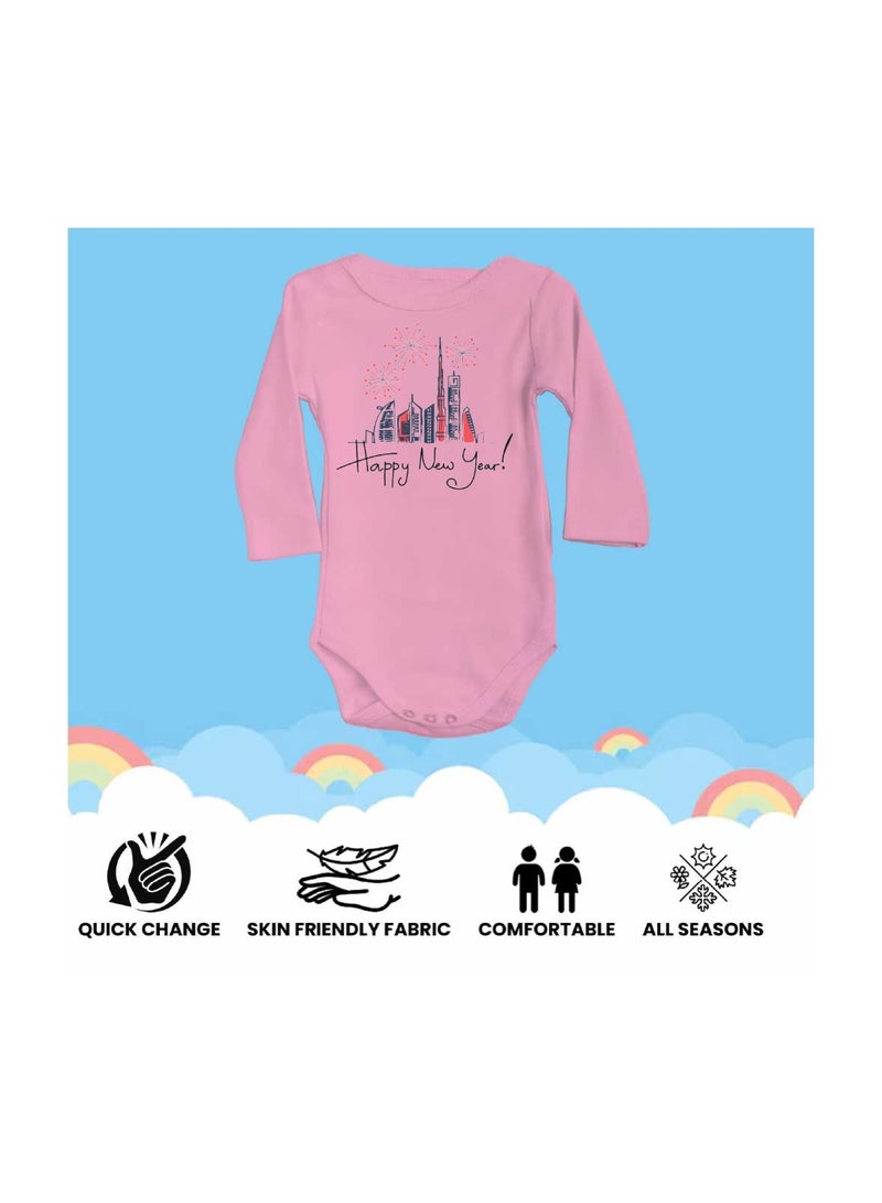 Happy New Year In Dubai Unisex Soft Cotton Baby Full Sleeve Onesie-Baby Bodysuit For New Year's Dubai-Baby's New Year's Outfit-Gift For Newborns And Toddlers  - Image 5