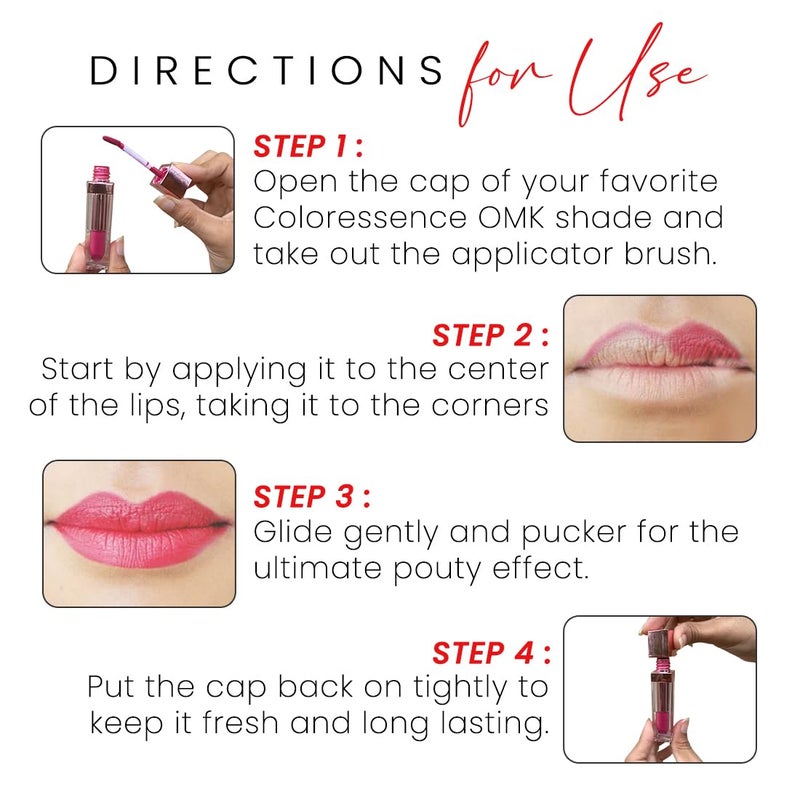 Coloressence Roseate OhMyKiss Transfer Proof Liquid Lipsticks Hydrating Matte Effect Super Pigmented Quick DryPaprika Flame6ml - Image 5