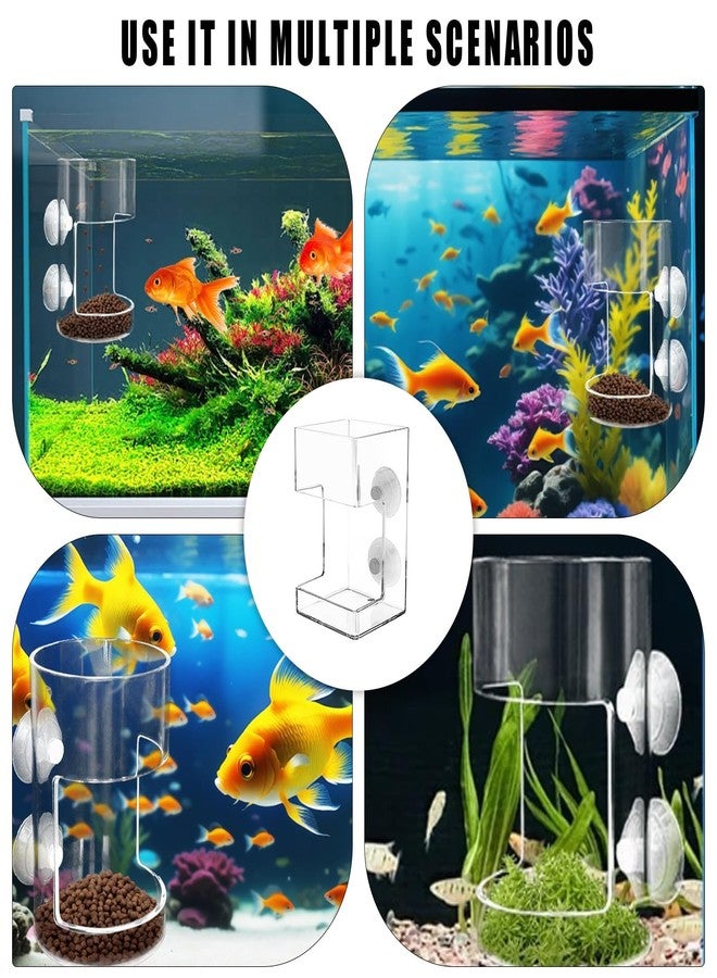 PetPhindU No Mess Aquarium Feeder, Acrylic Clear Fish Tank Feeder with Suction Cup, Preventing Food Scattering Feeding Tray Hollow Floating Sinking Shrimp Food Holders (Square,1) - Image 3
