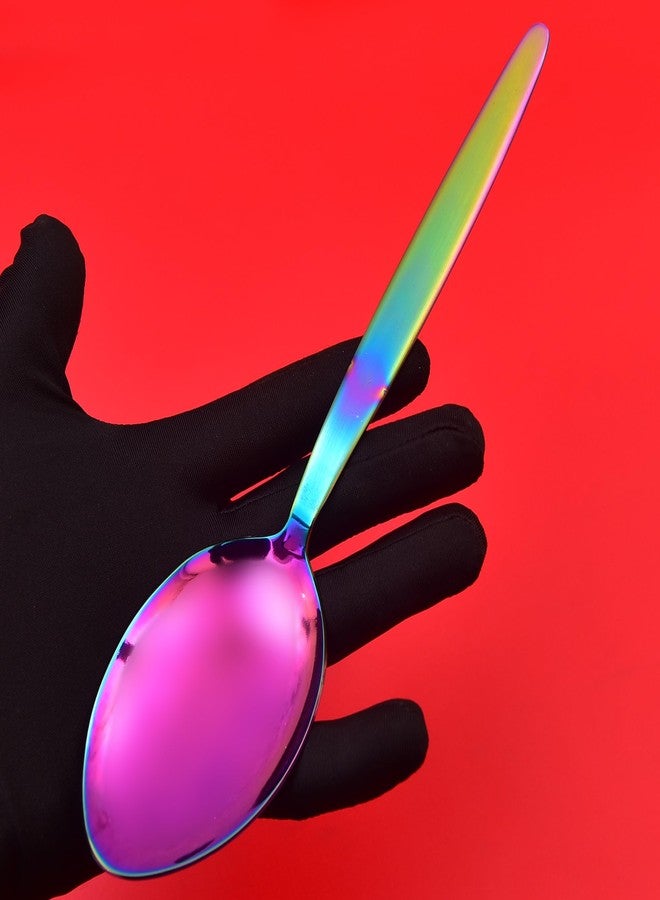 BNAZIND Kunz Rainbow Spoon | 18/10 Stainless Steel Titanium Shiny Basting Spoon | 9 Inches Plating Daily Chef Quenelle Serving Spoons - Image 4
