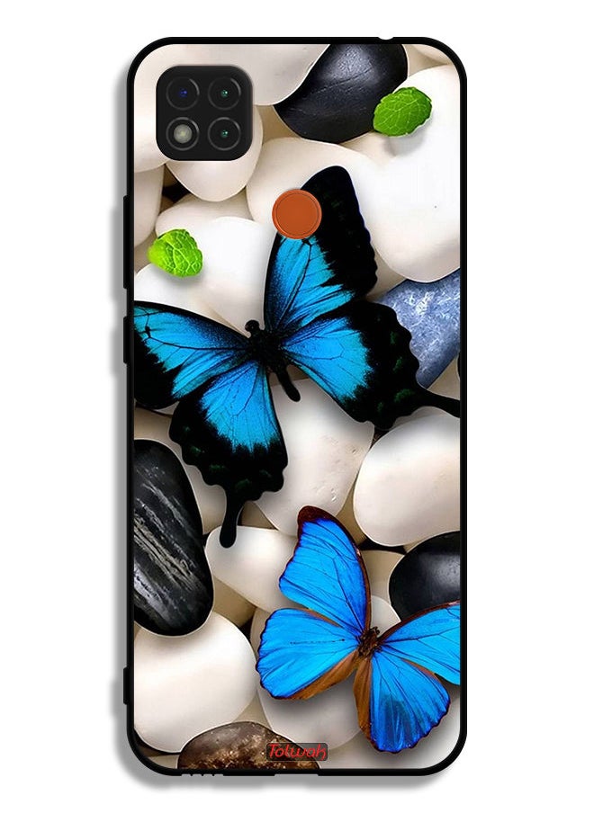 Tolwak Xiaomi Redmi 9C Protective Case Cover Butterflies On Stones  - Image 2