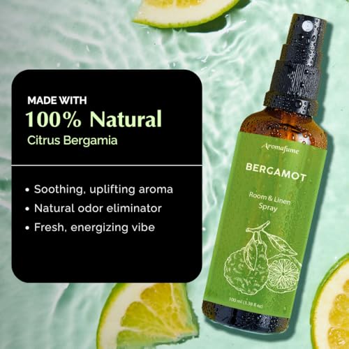 Aromafume Bergamot Room Linen Pillow Spray by Aromafume 100ml338 fl oz with Pure Bergamot Essential Oil Aromatherapy Spray for Relaxation Sleep Stress Relief Mist for Bedding Fabric - Image 3