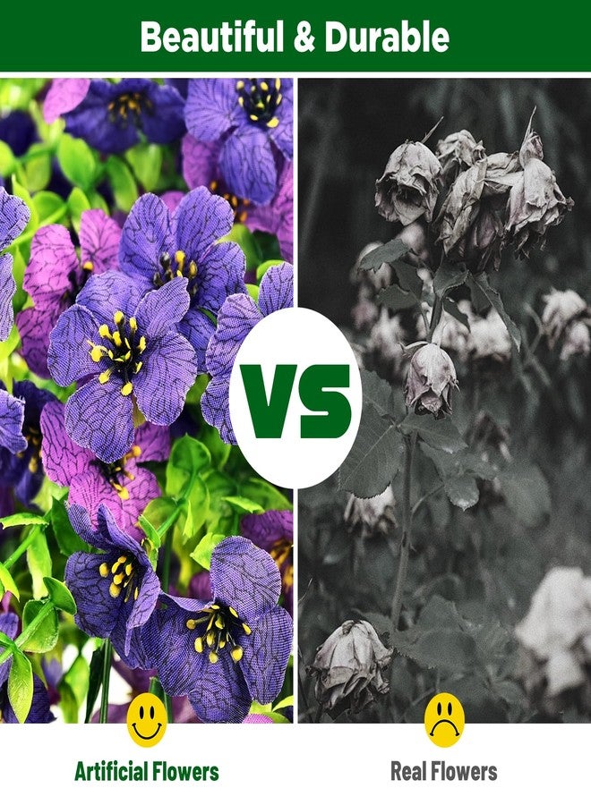 Evoio Artificial Hanging Flowers for Outdoors, 2PCS Faux Silk Daisy Outdoor Flowers UV Resistant Fake Hanging Plant for Outside Planter Porch Patio Yard Garden Wedding Home Decorations (Double Purple) - Image 4