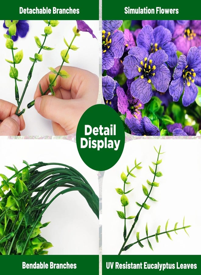 Evoio Artificial Hanging Flowers for Outdoors, 2PCS Faux Silk Daisy Outdoor Flowers UV Resistant Fake Hanging Plant for Outside Planter Porch Patio Yard Garden Wedding Home Decorations (Double Purple) - Image 3