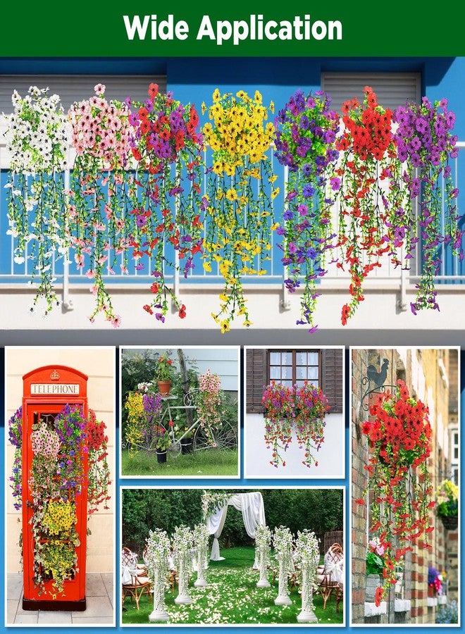 Evoio Artificial Hanging Flowers for Outdoors, 2PCS Faux Silk Daisy Outdoor Flowers UV Resistant Fake Hanging Plant for Outside Planter Porch Patio Yard Garden Wedding Home Decorations (Double Purple) - Image 5