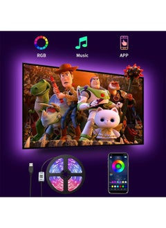 TV LED Backlights 4.5M, LED Strip Lights with Bluetooth APP Control for 65-75 inch TV, 16 Million Colors, Music Sync Color Changing + Sensitive Mic + Timing Function, Adapter USB Powered