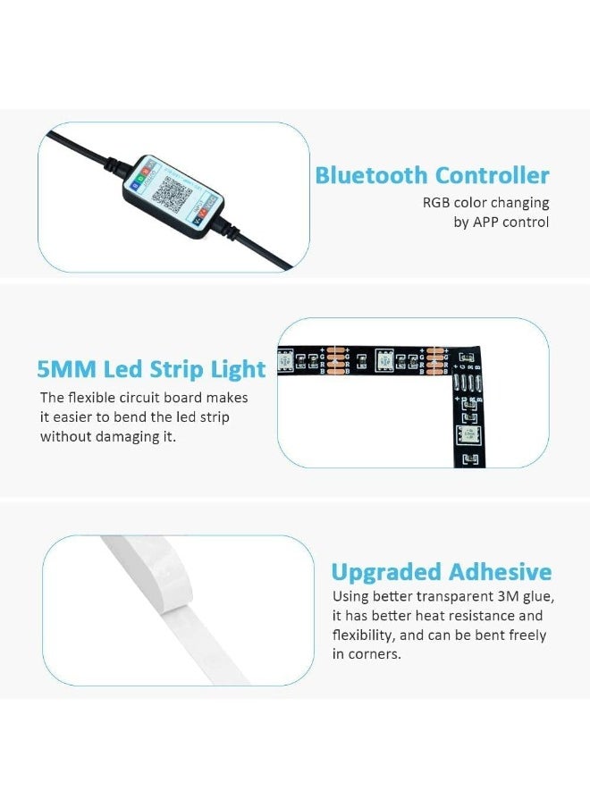 NXT - TV LED Backlights 4.5M, LED Strip Lights with Bluetooth APP Control for 65-75 inch TV, 16 Million Colors, Music Sync Color Changing + Sensitive Mic + Timing Function, Adapter USB Powered - Image 1