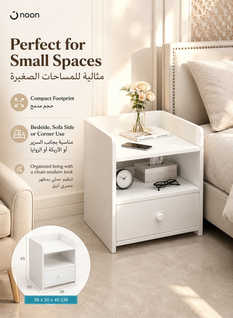 WALALLA Simple Bedside Table Nightstand Bedside Cabinet Side Table End Table Sofa Table with 1 Drawer Storage Unit for Bedroom Living Room Office - Image 4
