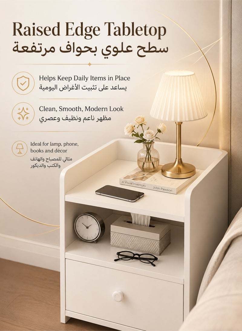 WALALLA Simple Bedside Table Nightstand Bedside Cabinet Side Table End Table Sofa Table with 1 Drawer Storage Unit for Bedroom Living Room Office - Image 5