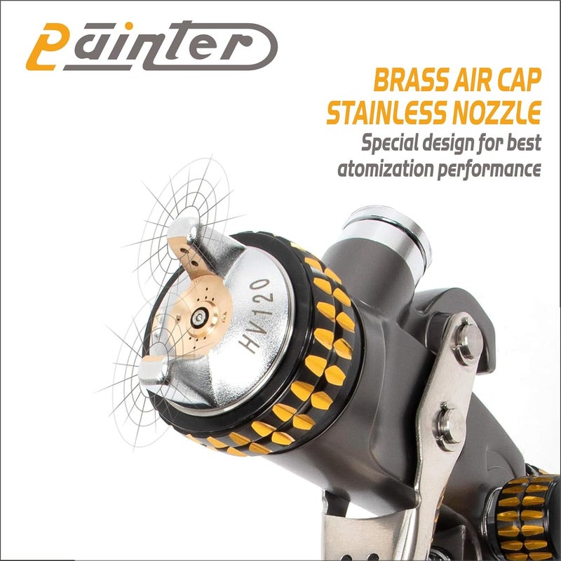 Elephant مسدس رش الطلاء HVLP من الفيل PF01 مع كوب طلاء غير متسرب بحجم فوهة 13 مم - Image 2