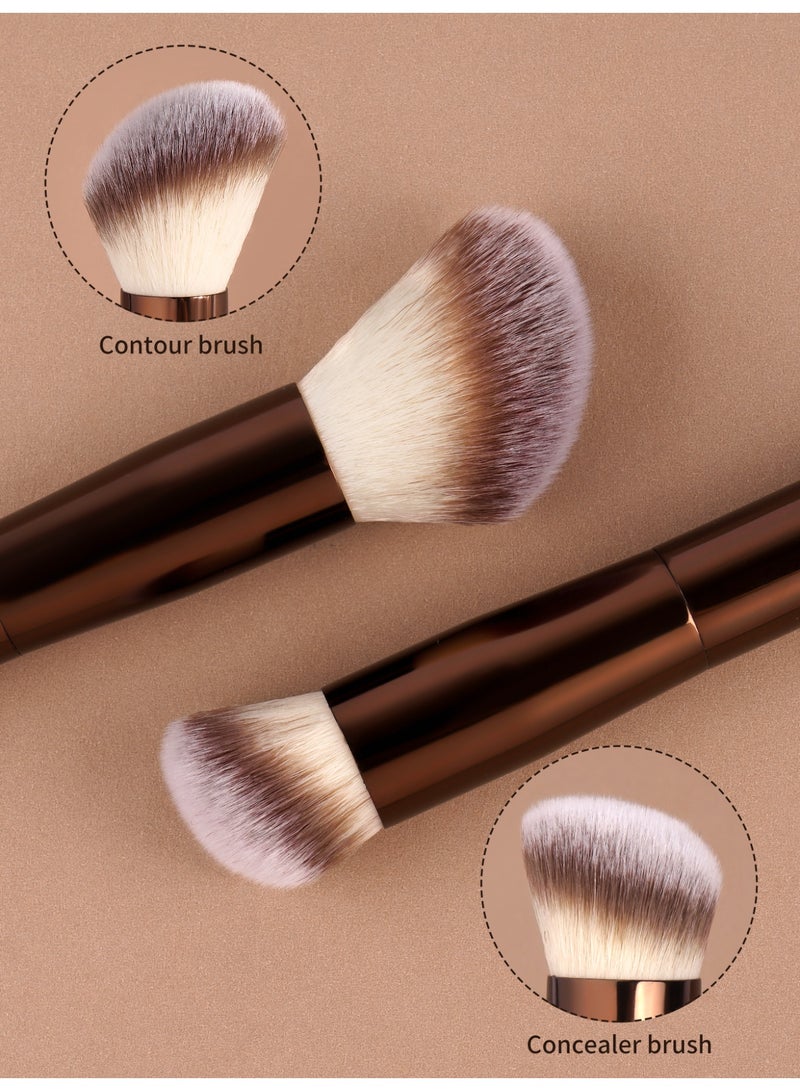 MAANGE فرشاة كونتور 2 قطع - مصنوعة بكثافة، مريحة ومرنة لدمج مثالي، لمستحضرات التجميل السائلة، الكريمة والبودرة (بني قهوة) - Image 5