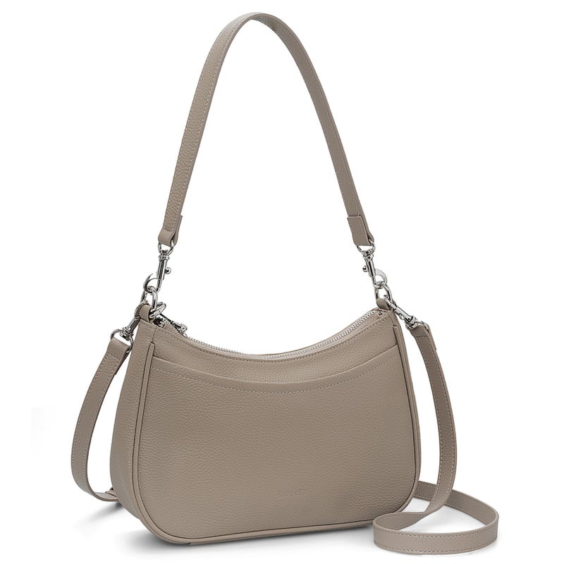 befen Anti Theft Genuine Leather Purse for Women Designer Crossbody Bag Trendy Hobo Bag with RFID Blocking Soft Leather Purse Travel Womens Handbag Shoulder with 2 Detachable Straps, Taupe Gray - Image 1