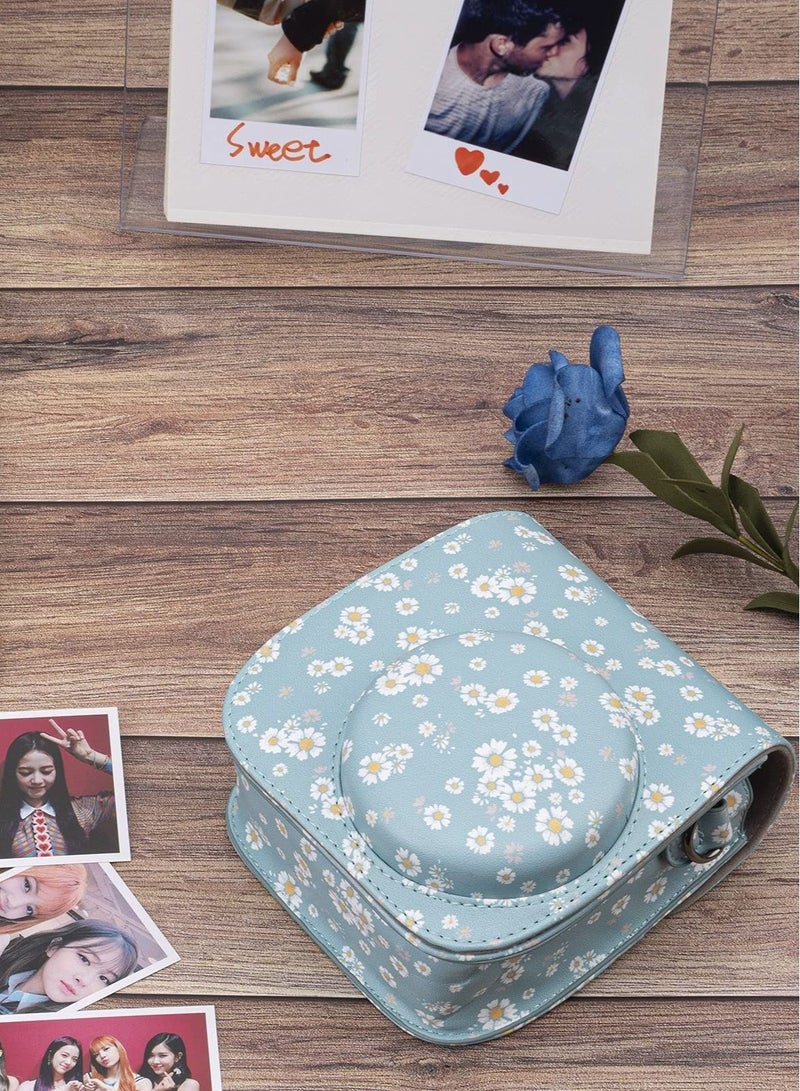 Captaintech Protective Case for Fujifilm Instax Mini 11 / 9 / 8+ / 8 Instant Film Cameras with Accessory Pocket and Detachable/Adjustable Shoulder Strap (Daisy Dark Blue) - Image 5