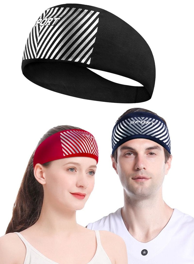 Sport and Yoga Headband For Men and Women Absorb Sweat Fitness Workout for Running Jogging Basketball Football Dancing Cycling Yoga Hiking Camping. Black Color Super Light Headband Fits All and Enhanc - Image 2