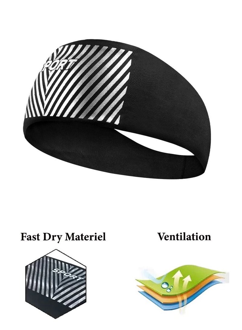 Sport and Yoga Headband For Men and Women Absorb Sweat Fitness Workout for Running Jogging Basketball Football Dancing Cycling Yoga Hiking Camping. Black Color Super Light Headband Fits All and Enhanc - Image 1