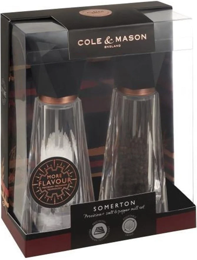 كول آند مايسون ​cole - Mason H321938 Somerton Antique Brass 180mm Salt-Pepper Mill Set