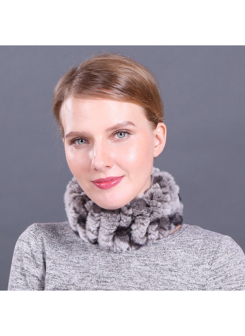 Generic Elastic Knitted Rabbit Fur Snood Autumn Winter Warm ScarfColor 36 Color 36 
