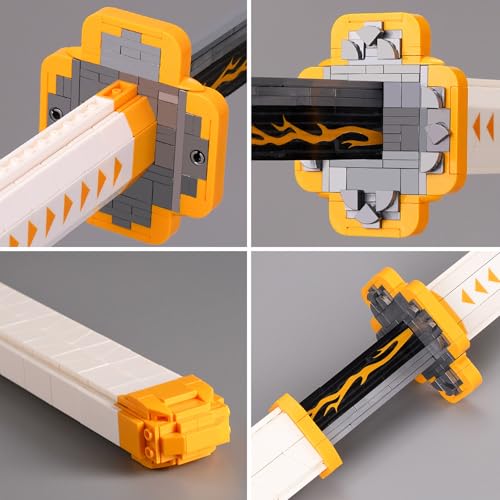 HIGH GODO Zenitsu Sword Building Set, 38.8in Demon Sword Set with Scabbard and Stand, Cosplay Anime Samurai Sword, Handmade Katana Toy Sword for Adults and Kids 8+ (956 Pieces) - Image 2