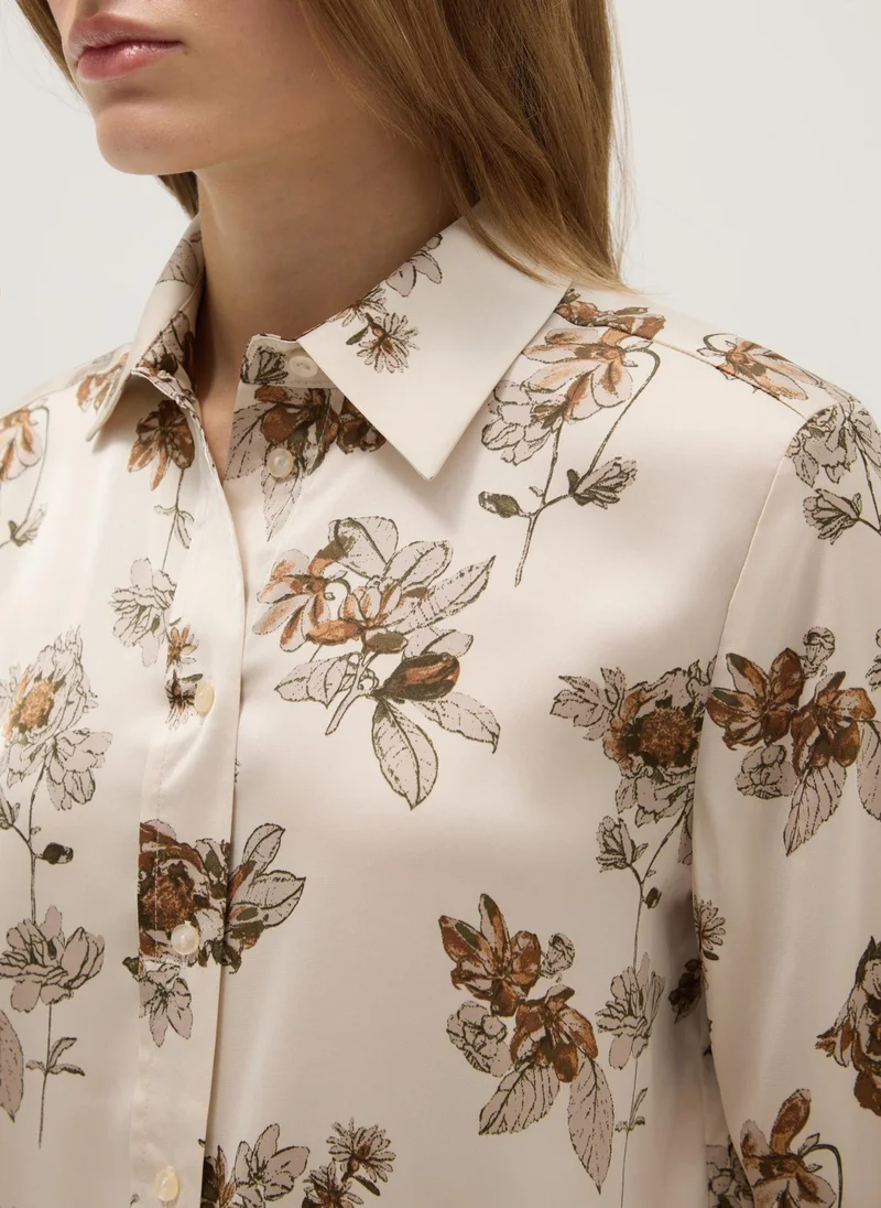 Ovs  OVS Multicolour Long Sleeve Satin Shirt With Floral Pattern, Regular Fit for Women | Best Price UAE