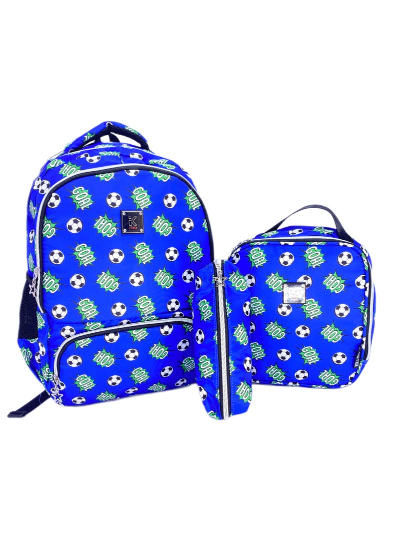 i-kola School backpack with premium Lightweight Football backpacks with favorite personalized trending characters bookbags which includes Lunch bag and pencil Case school bag For boys (16Inches) - Image 1