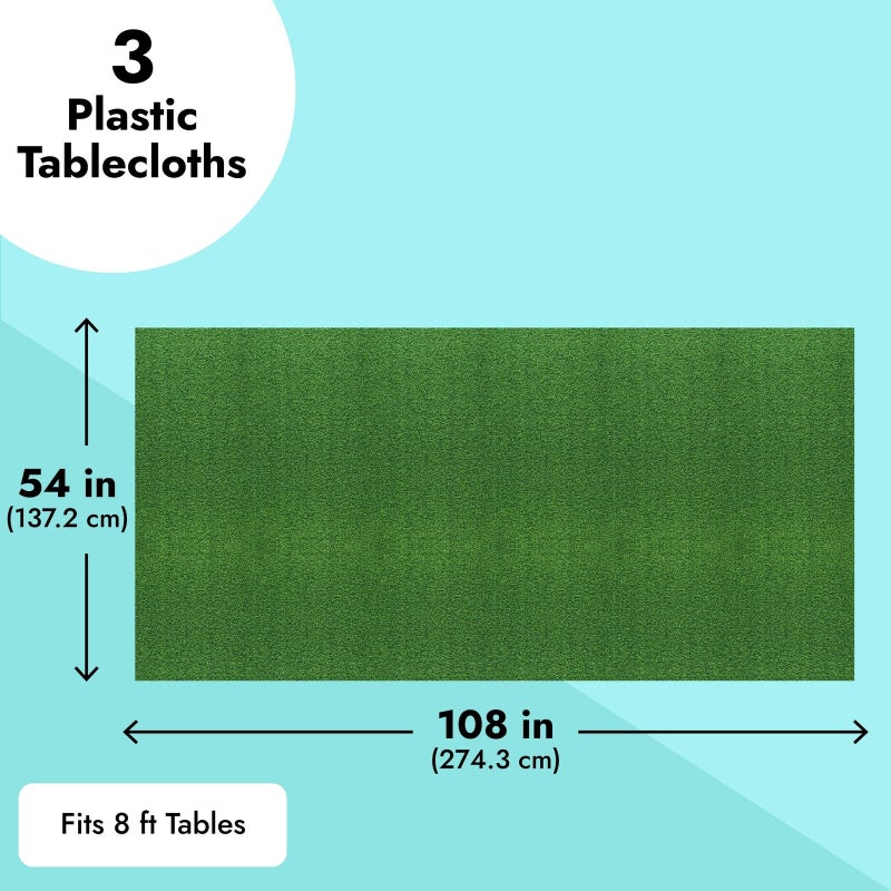 Sparkle and Bash Plastic Grass Tablecloth - Durable Cover for Golf Birthday Decorations - Wide Coverage for Golf Party Table Decoration - Easy-Clean Sports-Themed Tablecloths - 54 x 108 in - Pack of 3 - Image 5