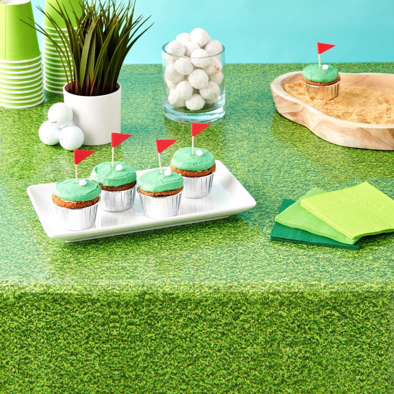 Sparkle and Bash Plastic Grass Tablecloth - Durable Cover for Golf Birthday Decorations - Wide Coverage for Golf Party Table Decoration - Easy-Clean Sports-Themed Tablecloths - 54 x 108 in - Pack of 3 - Image 4