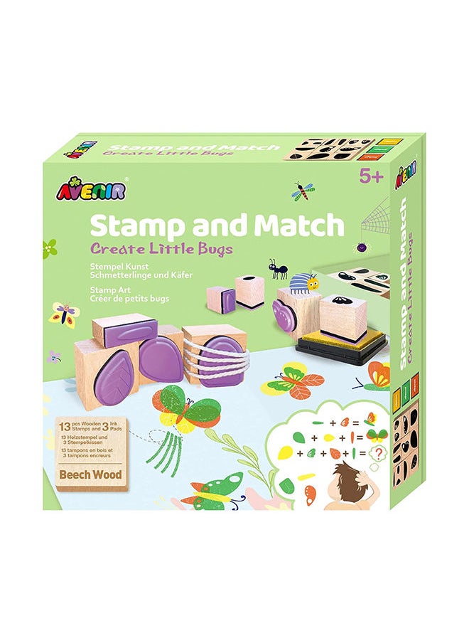 Avenir Stamp and Match Create Little Bugs Craft Imaginative Bugs With 15 Wooden Stamps, Spark Imagination & Cognitive Development Exciting Craft Kit for Kids 3+  - Image 1