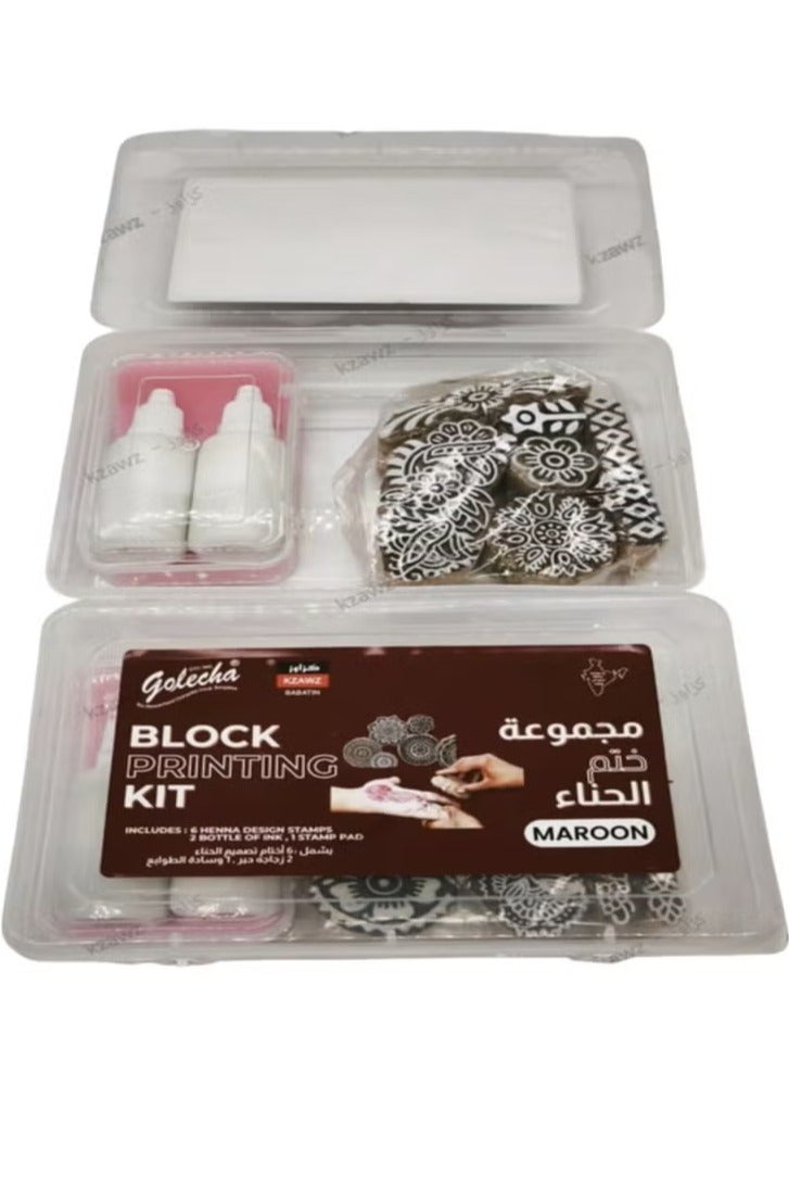 Golecha Henna Stamp With Henna Paste With Box Maroon
