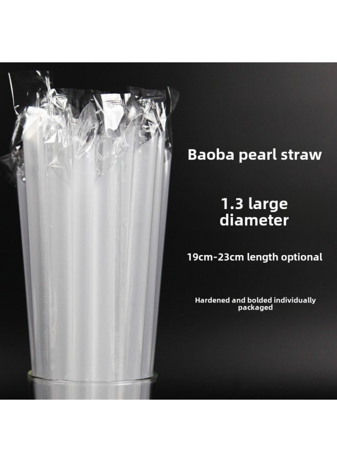 Generic Disposable Straw Separate Packaging Pearl Milk Tea Coarse Straw Beverage Fine Straw Eight Treasure Porridge Plastic Transparent Color-Color:Hardened 1.3 Caliber [boba Extra Thick Straw]-Specifications:19cm Black 10,000 Pieces (whole Piece Discount)  - Image 1