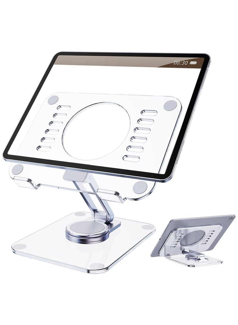 SHOPI Tablet Stand Holder 360° Rotating Angle Adjustable Aluminum Alloy Foldable Tablet Mobile Bracket for Desktop Silver - Image 2