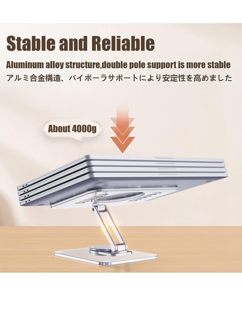 SHOPI Tablet Stand Holder 360° Rotating Angle Adjustable Aluminum Alloy Foldable Tablet Mobile Bracket for Desktop Silver - Image 5